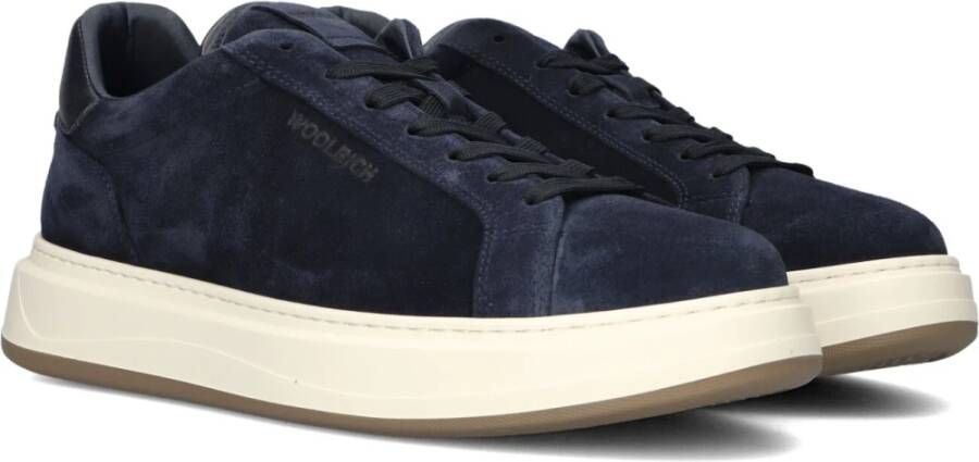 Woolrich Blauwe Suède Court Sneakers Mannen Blue Heren