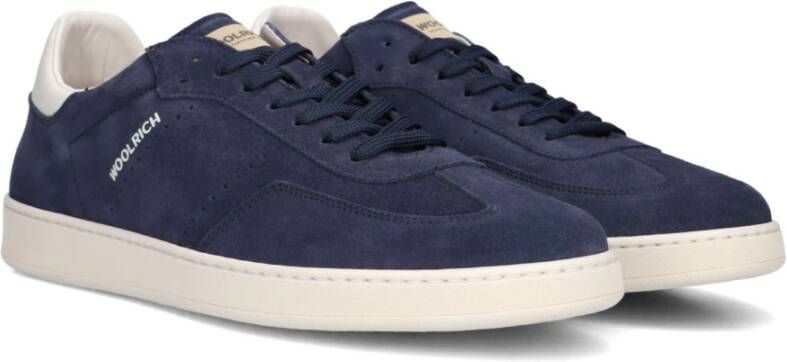 Woolrich Blauwe Suède Court Sneakers voor Mannen Blue Heren