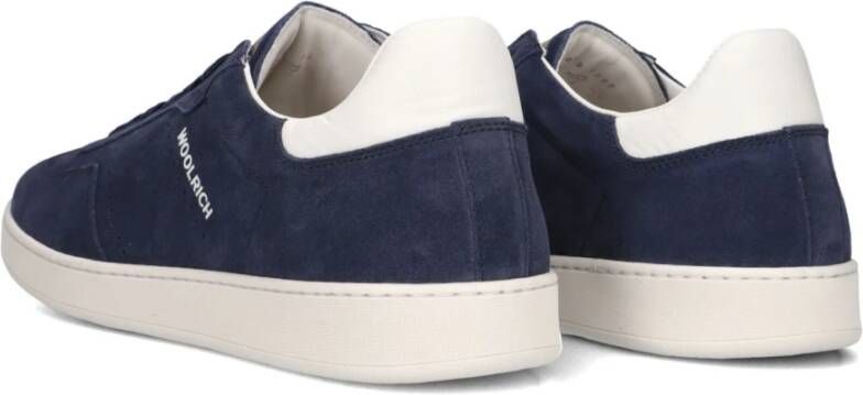 Woolrich Blauwe Suède Court Sneakers voor Mannen Blue Heren