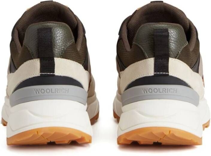 Woolrich Gepaneelde Leren Sneakers Beige Multicolor Heren