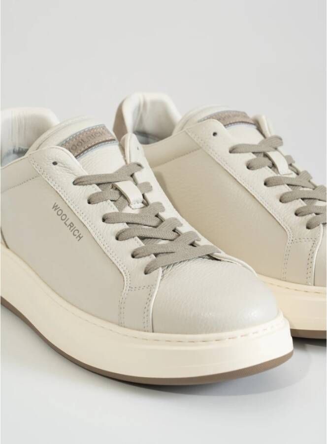 Woolrich Leren Sneaker met Textiel Voering White Heren