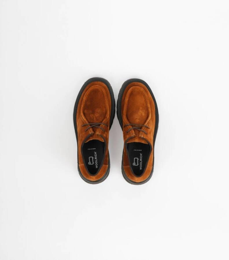 Woolrich Suède Veterschoen Mocassin Brown Heren