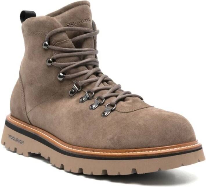 Woolrich Suède Veterschoenen Beige Heren