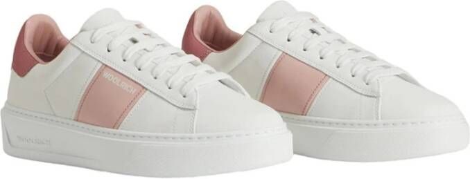 Woolrich Wit Roze Leren Sneakers Vibram Zool White Dames