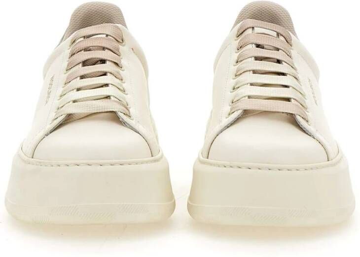 Woolrich Witte Leren Sneakers met Grijze Profielen White Dames