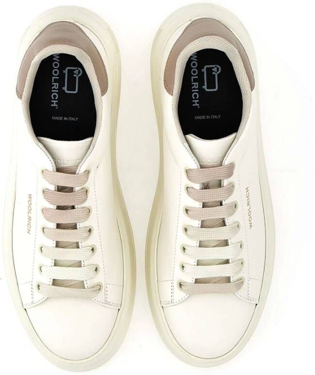 Woolrich Witte Leren Sneakers met Grijze Profielen White Dames