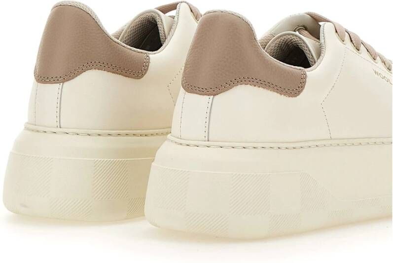 Woolrich Witte Leren Sneakers met Grijze Profielen White Dames