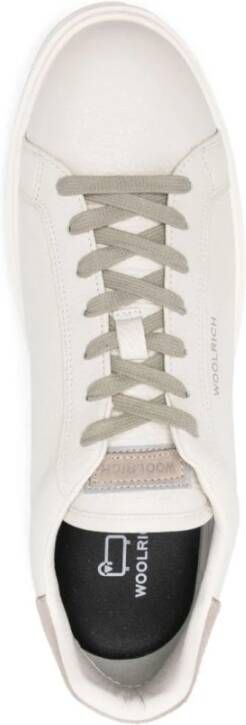 Woolrich Witte Leren Sneakers Veters Logo Patch White Heren