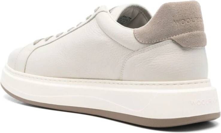 Woolrich Witte Leren Sneakers Veters Logo Patch White Heren