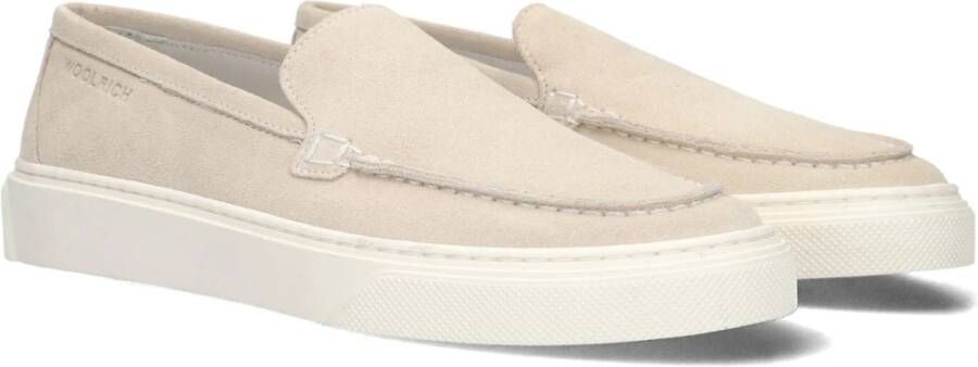 Woolrich Witte Suède Slip On Loafers Beige Dames