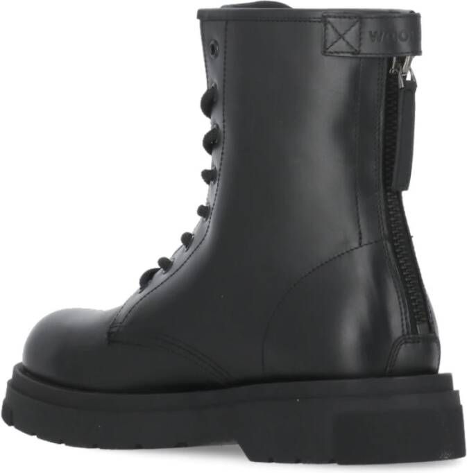 Woolrich Zwarte Leren Laarzen met Rubberen Zool Black Dames