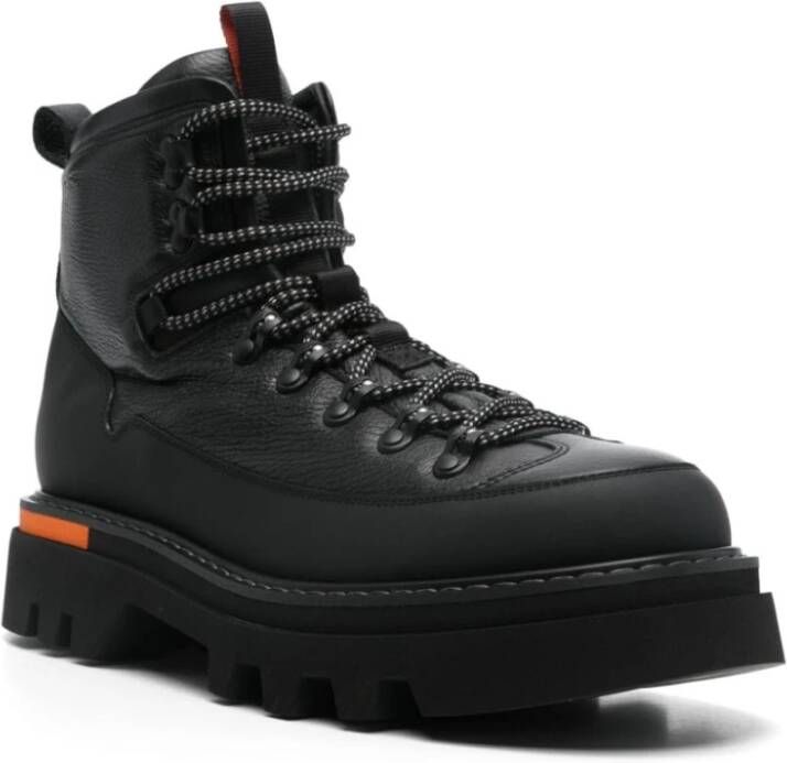 Woolrich Zwarte leren veterschoenen Black Heren