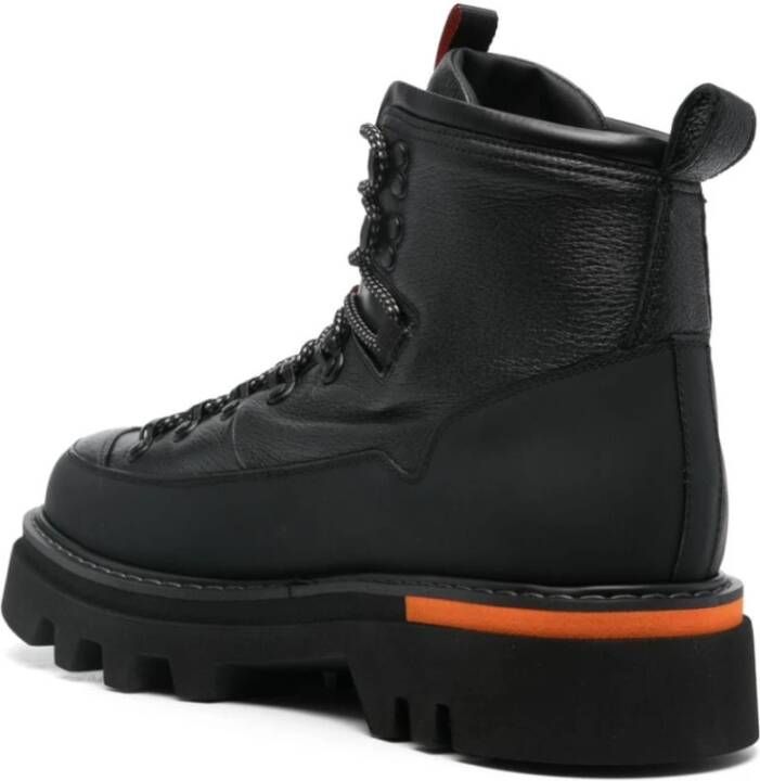 Woolrich Zwarte leren veterschoenen Black Heren