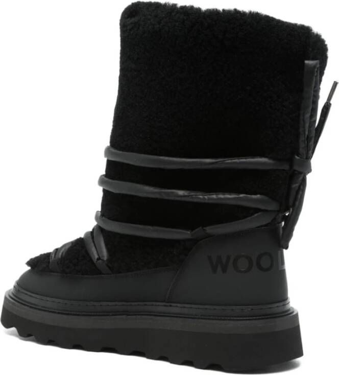 Woolrich Zwarte Shearling Mid-Calf Laarzen Black Dames