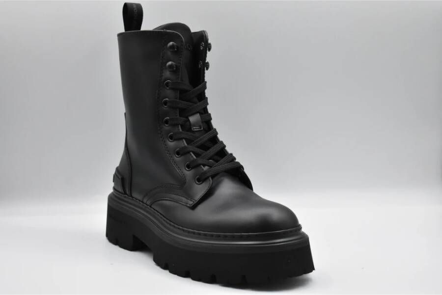 Woolrich Zwarte Veterschoenen Platte Schoenen Elegante Stijl Black Dames