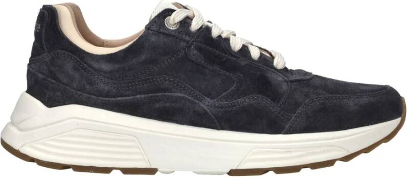 Xsensible Blauwe Leren Sneaker met Gevormd Voetbed en Verharde Hiel Blue Heren