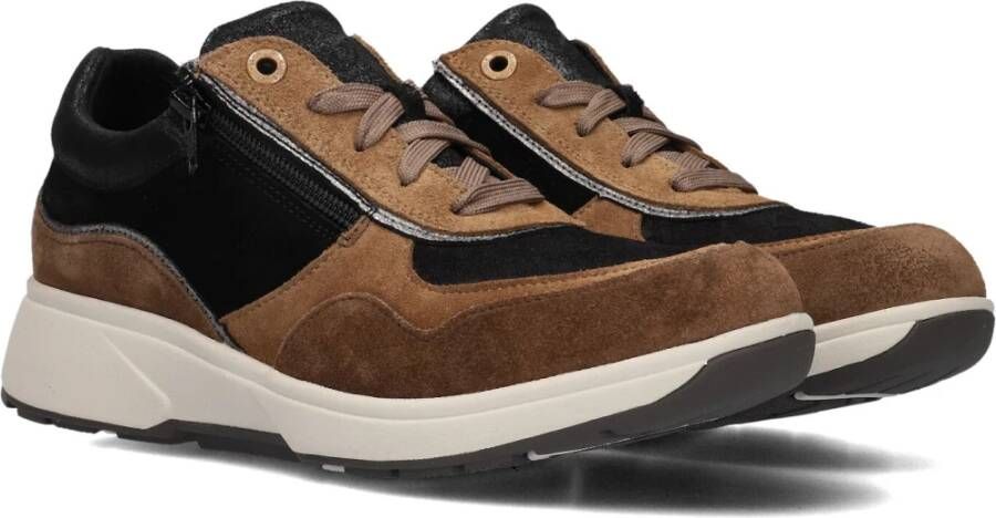 Xsensible Bruin Leren Hoge Rits Sneakers Brown Dames