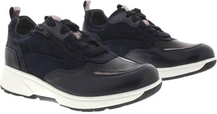 Xsensible Stretchwalker Navy Leren Sneaker Blue Dames