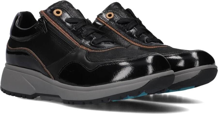 Xsensible Zwarte Leren Hoge Rits Sneakers Black Dames