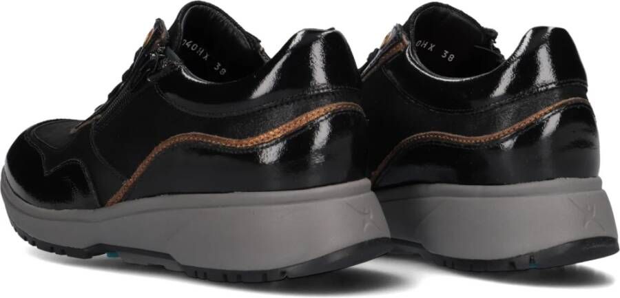 Xsensible Zwarte Leren Hoge Rits Sneakers Black Dames