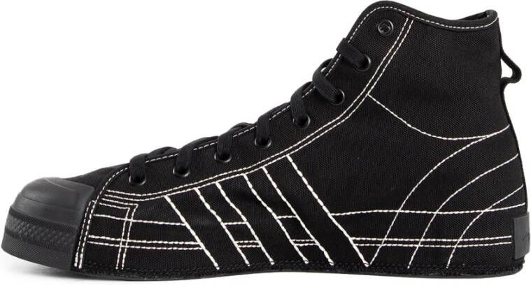 Y-3 Canvas High-Top Sneakers Zwart Platform Black Heren