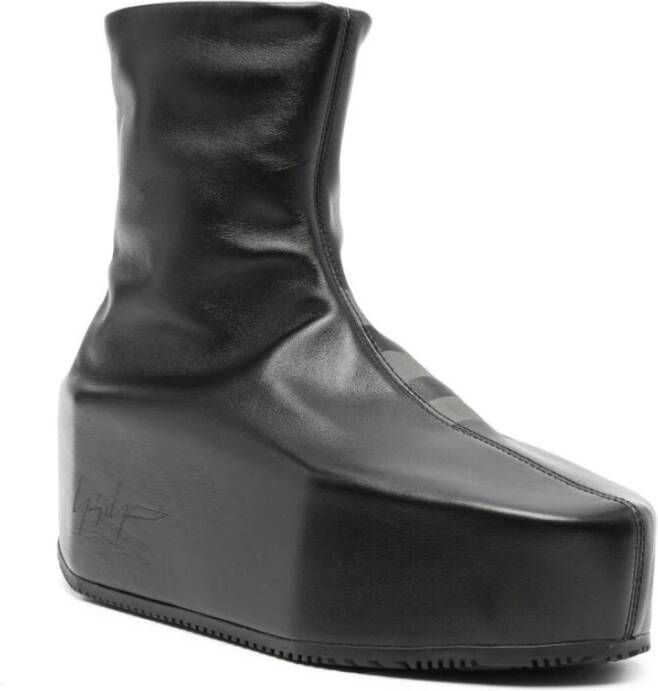 Y-3 Gestructureerde Leren Sleehak Schoenen Black Heren