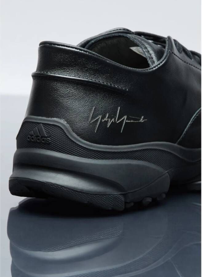 Y-3 Leren sneaker met trackzool Black Heren