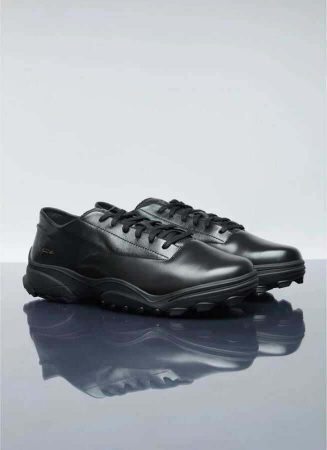 Y-3 Leren sneaker met trackzool Black Heren