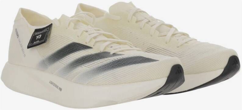 Y-3 Mesh Sneakers Ronde Neus Vetersluiting White Dames