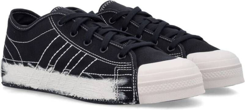 Y-3 Zwarte Canvas Sneakers met Handgeschilderde Middenzool Black Unisex