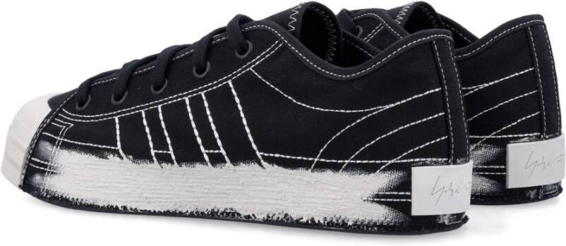 Y-3 Zwarte Canvas Sneakers met Handgeschilderde Middenzool Black Unisex