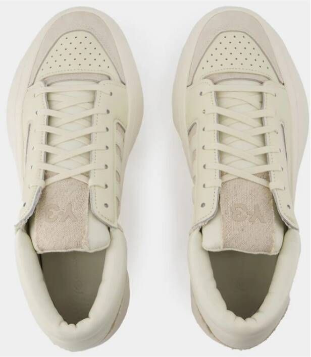 Y-3 Zwarte leren lage sneakers Beige Dames