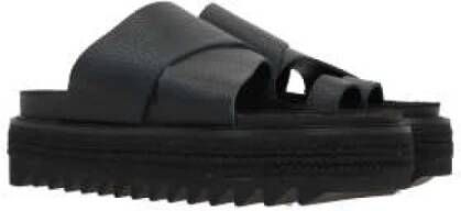 Y-3 Zwarte leren slide sandalen Black Dames