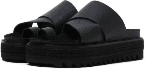 Y-3 Zwarte leren slide sandalen Black Dames