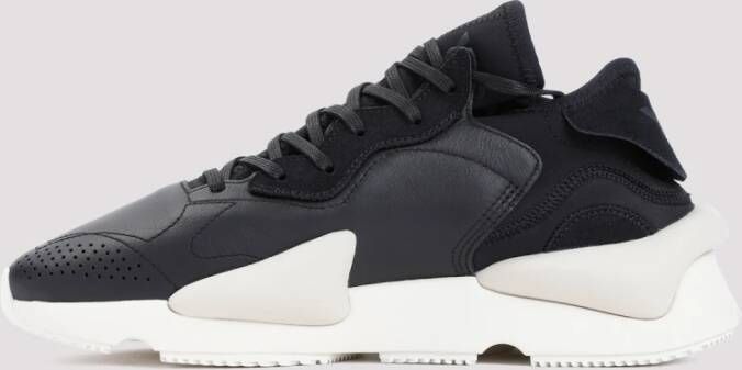 Y-3 Zwarte Leren Sneakers Amandel Teen Black Heren