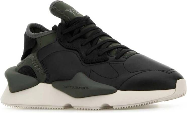 Y-3 Zwarte stof en leren sneakers Black Heren