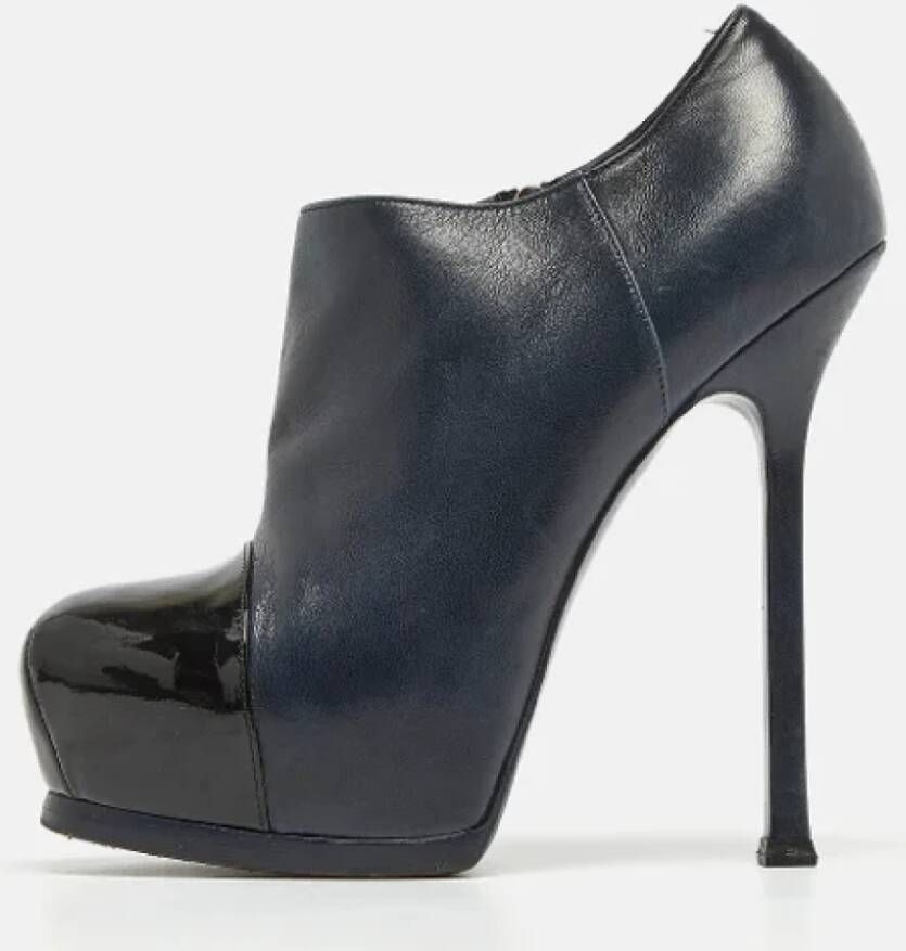 Yves Saint Laurent Vintage Pre-owned Leather boots Blue Dames