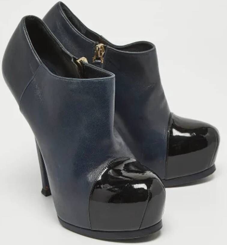 Yves Saint Laurent Vintage Pre-owned Leather boots Blue Dames