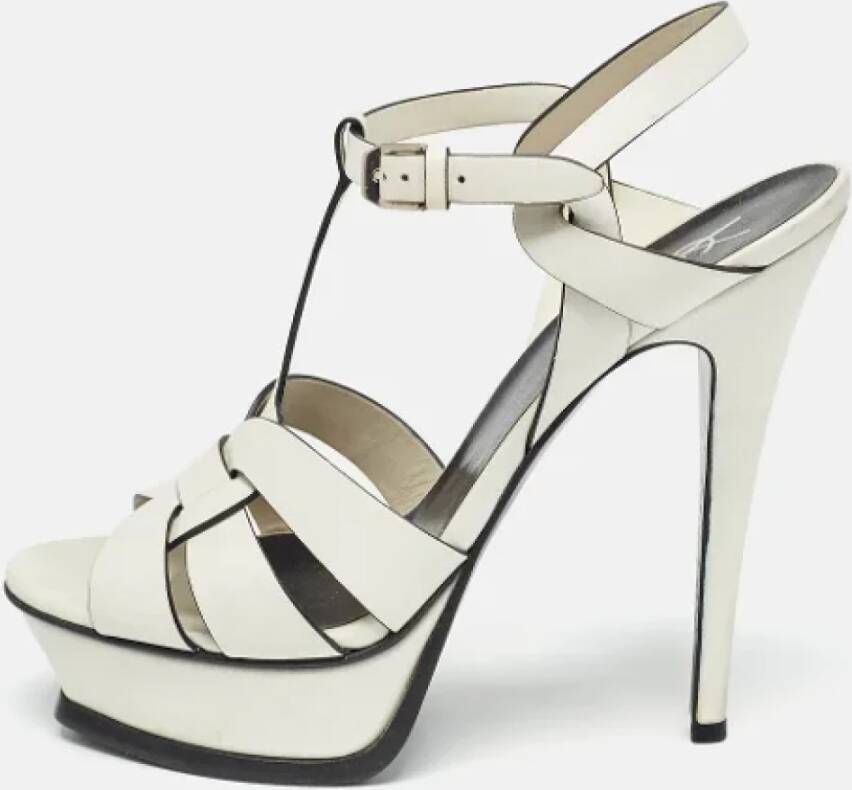 Yves Saint Laurent Vintage Pre-owned Leather sandals White Dames