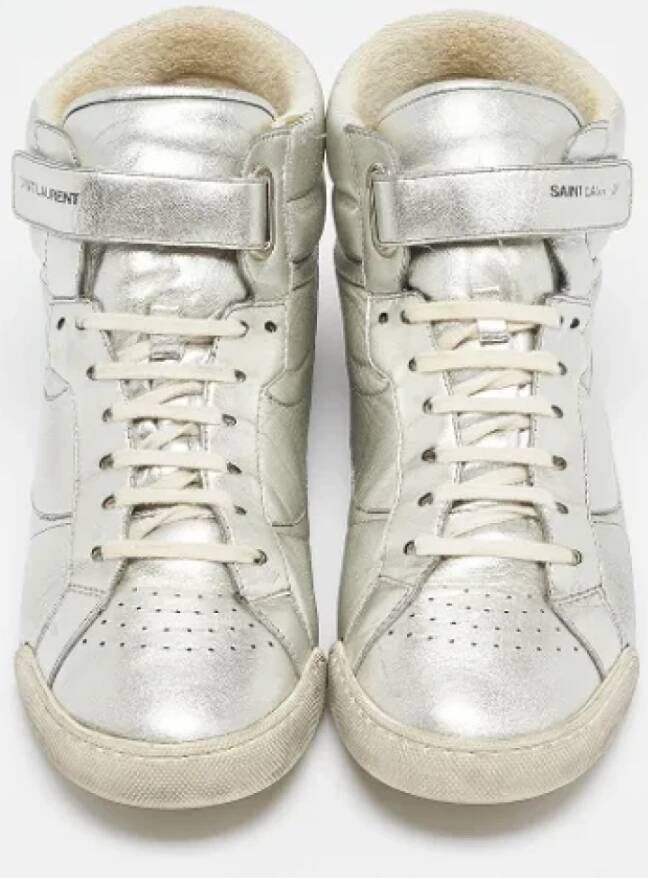 Yves Saint Laurent Vintage Pre-owned Leather sneakers Gray Heren