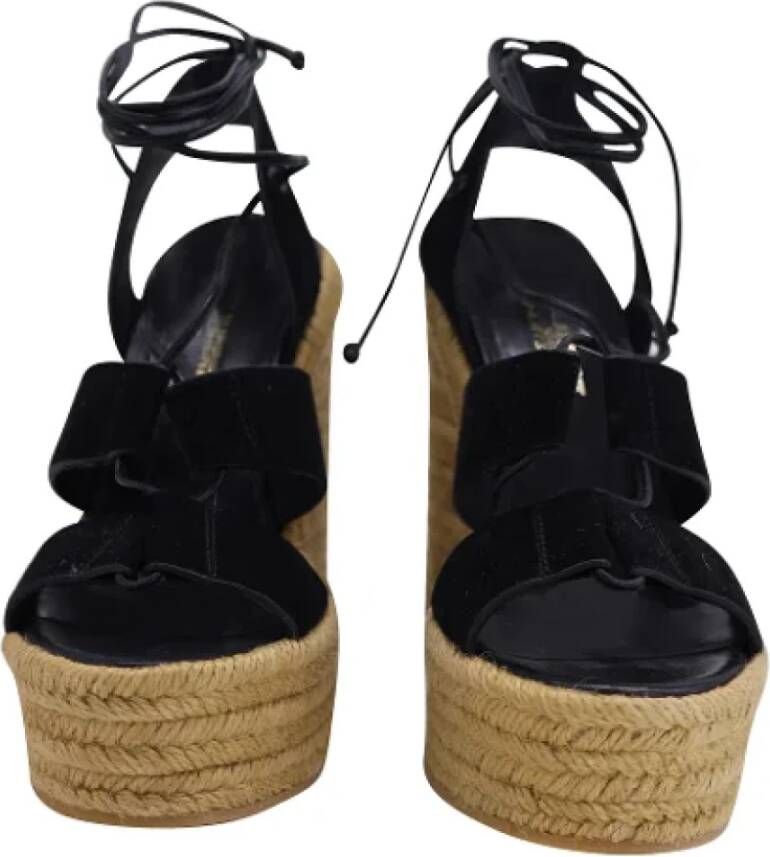 Yves Saint Laurent Vintage Pre-owned Suede espadrilles Black Dames