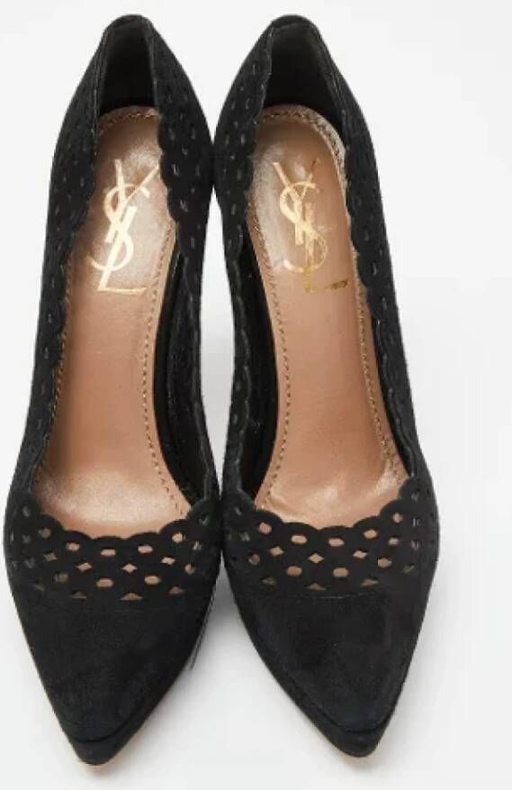 Yves Saint Laurent Vintage Pre-owned Suede heels Black Dames