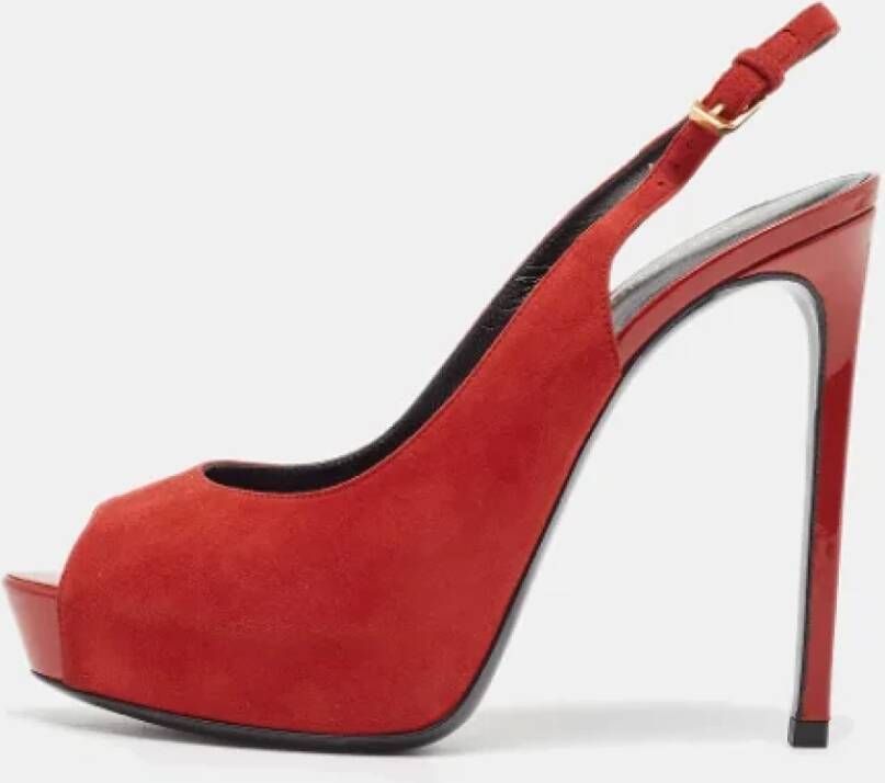 Yves Saint Laurent Vintage Pre-owned Suede heels Red Dames