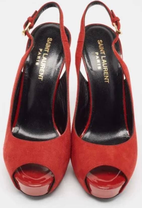 Yves Saint Laurent Vintage Pre-owned Suede heels Red Dames