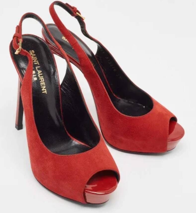 Yves Saint Laurent Vintage Pre-owned Suede heels Red Dames