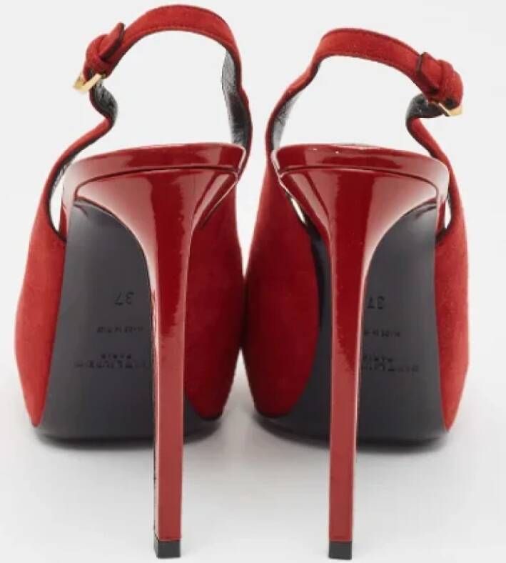 Yves Saint Laurent Vintage Pre-owned Suede heels Red Dames