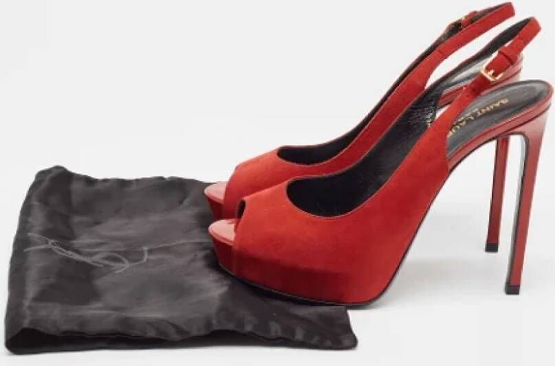 Yves Saint Laurent Vintage Pre-owned Suede heels Red Dames