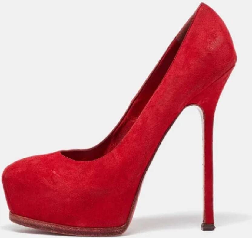 Yves Saint Laurent Vintage Pre-owned Suede heels Red Dames