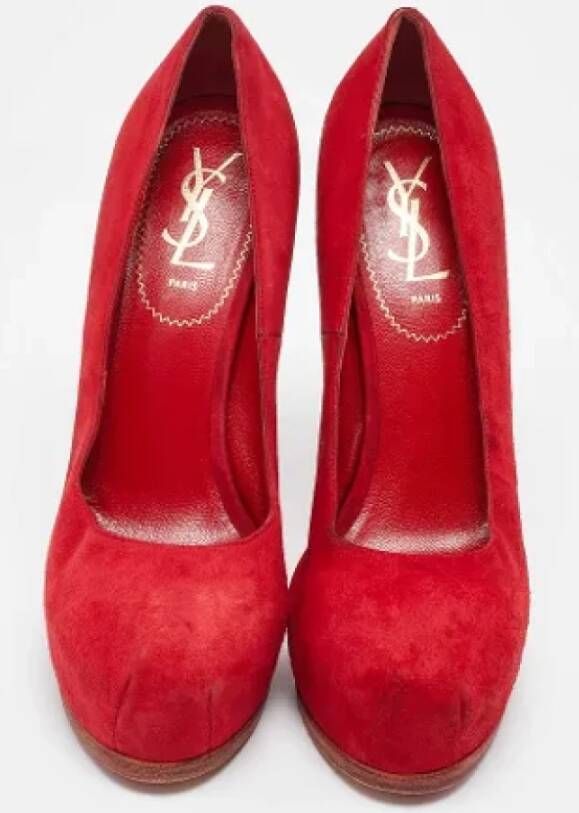 Yves Saint Laurent Vintage Pre-owned Suede heels Red Dames