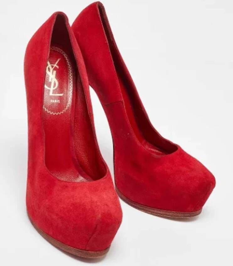 Yves Saint Laurent Vintage Pre-owned Suede heels Red Dames